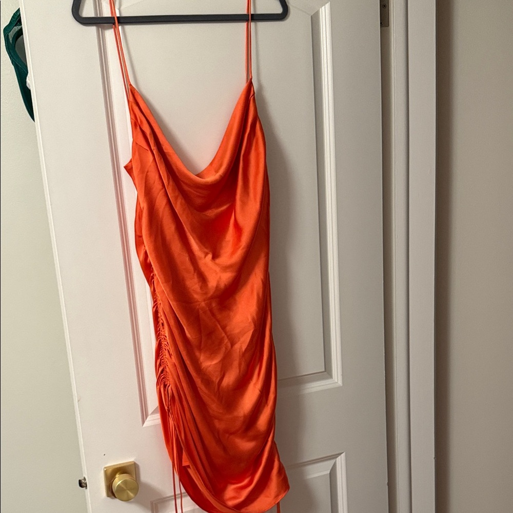 Sleek Zara Orange Satin Dress
